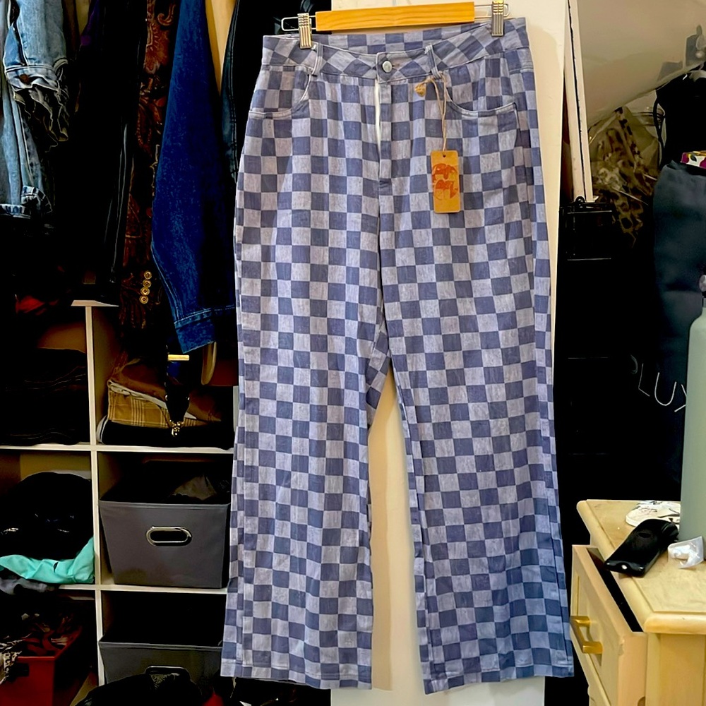 Wide leg Checkered pants